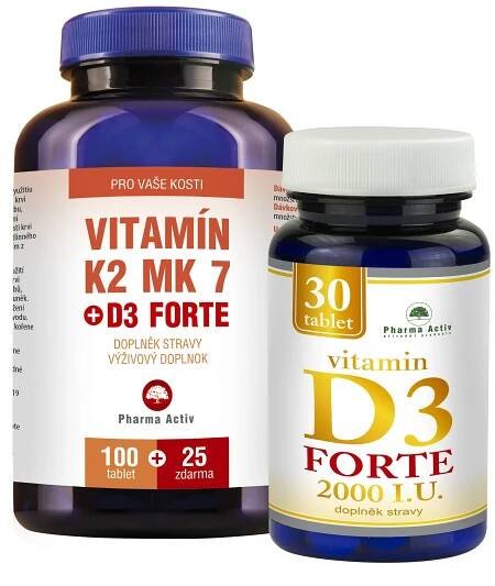 Pharma Activ Vitamin K2 MK7 + D3 Forte 125 tablet + Vitamin D3 Forte 2000I.U. 30 tablet 