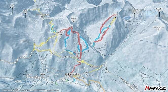 3D zimní mapa lyžařské oblasti Heiligenblut - Grossglockner