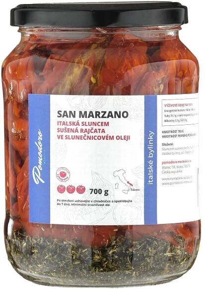 Rajčata San Marzano italské bylinky naložená v oleji 700g