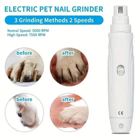 electric pet nail grinder trimmer quiet cordless like usb powered nail grinder with 2 speed settings 5000 rpm high speed   fast charging in 30 40   for dogs cats professional nail clipper for all breeds sizes ergonomic handle   grinding cat owners
