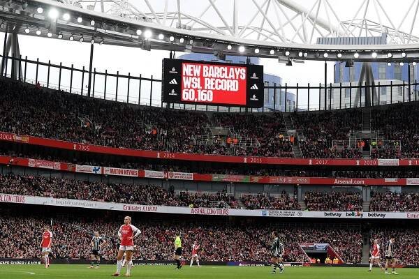 A general view of the scoreboard which reads 