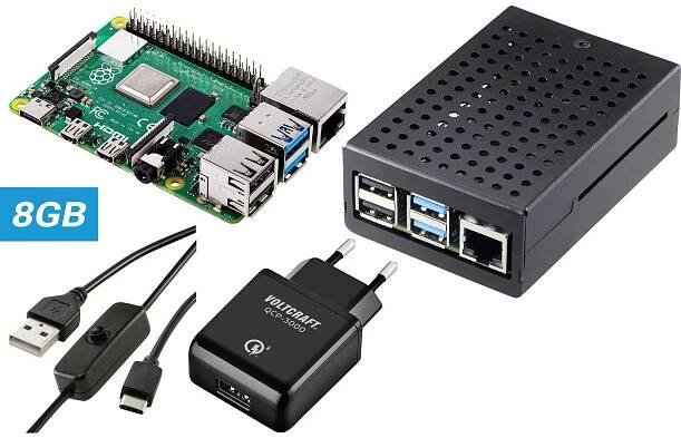 TRU COMPONENTS Pure Set Raspberry Pi® 5 B+ 8 GB 4 x 2.4 GHz vč. napájecího zdroje, vč. pouzdra