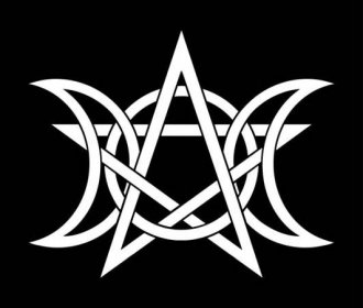 trojitý měsíční pentagram - trojhranná kost stock ilustrace