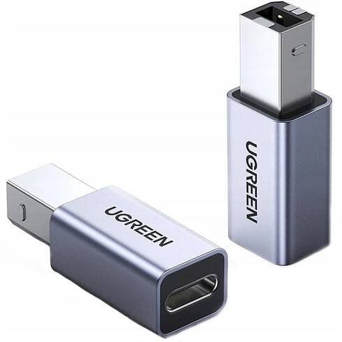 USB C adaptér - USB B Ugreen US382 stříbrný