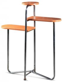 Květinový stůl z kovu a dřeva Model no. 1069, funkcionalistický design od Vichr a Spol.