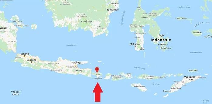 Kde leží Bali v Indonésii poloha
