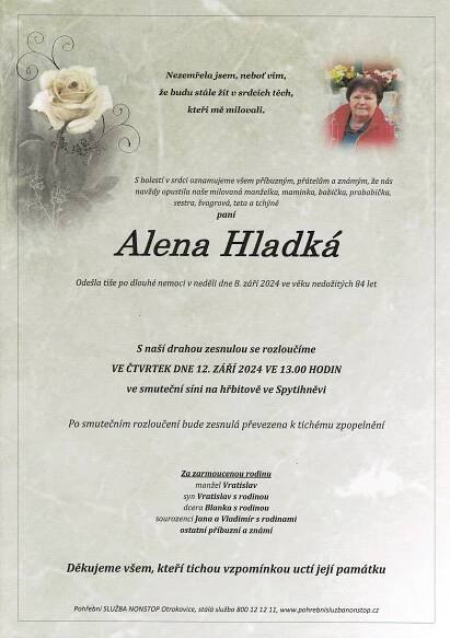 Smuteční oznámení - Alena Hladká