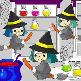 Obrázek, online omalovánka pro malé děti k vybarvení Čarodejnice, Lidé. Obrázky ke stažení a vytištění zdarma.