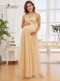 Zlaté těhotenské tylové šaty "Casidy" 