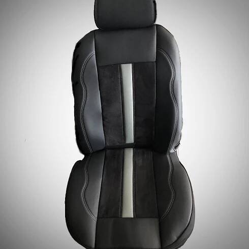 Еco kůže a alcantara LUX - bílá stuha - Potahy do auta - Cobra Autopotahy CZ