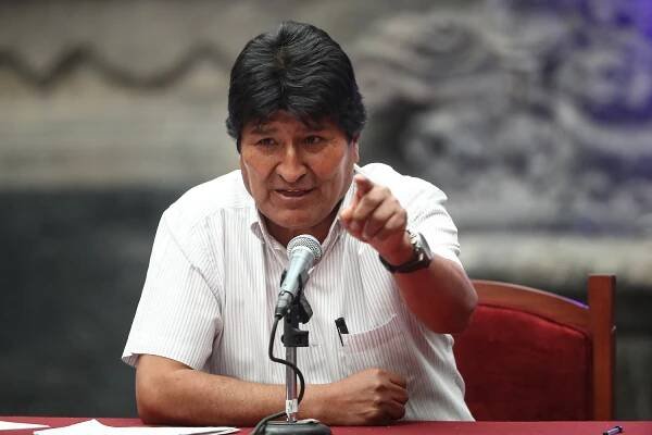 Former Bolivian President Evo Morales speaks during a press conference after being granted asylum in Mexico City on Nov. 13.