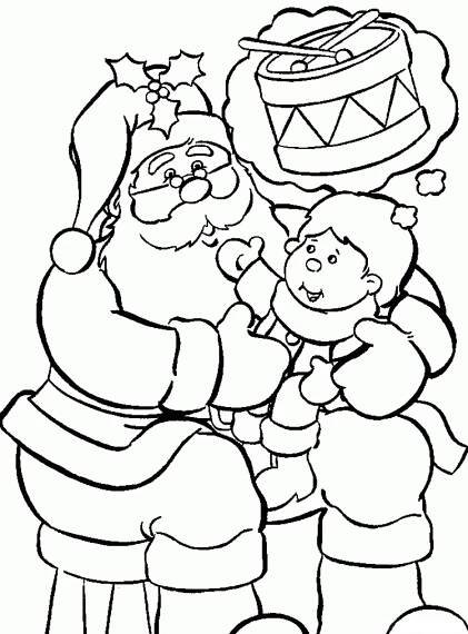 Coloriage enfant avec père noël