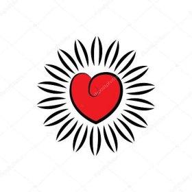 Vektorové ikony srdce nebo láska jako kvetoucí květiny