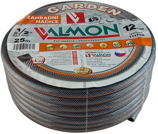 Hadice Garden černá neprůhledná s oranžovým páskem Valmon -1/2",role 25 m(12bar) - Zahradní centrum "Strakovo" s.r.o.