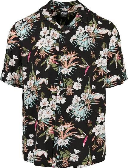 Urban Classics Viscose AOP Resort shirt blacktropical