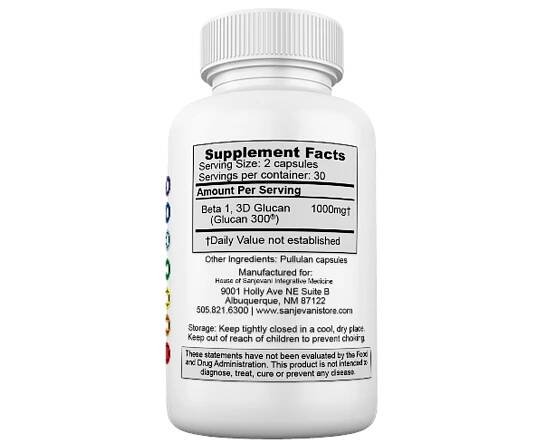 Sanjevani Glucan 300 Beta 1,3D Glucan 500mg 60 Capsules