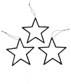 Vánoční dekorace přívěsek hvězda černý třpyt 12cm 12ks
