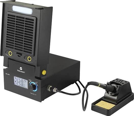 TOOLCRAFT LSL-951 Pájecí stanice s LED osvětlením a odsáváním pájecích výparů digitální 80 W 160 - 480 °C