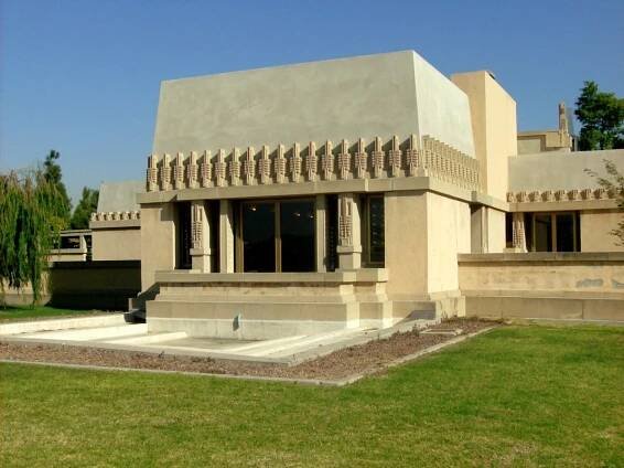 Front lawn of the Hollyhock House Frank Lloyd Wright
