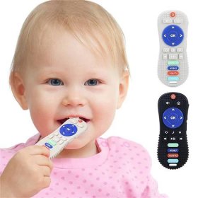 1ks hraček na kousání pro miminka, silikonové hračky pro miminka, tvar dálkového ovládání k TV se senzorickými bublinkami, raná vzdělávací hračka pro děti ve věku 3–12 měsíců
