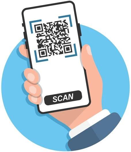 QR code scan illustration in flat style. Mobile phone scanning vector