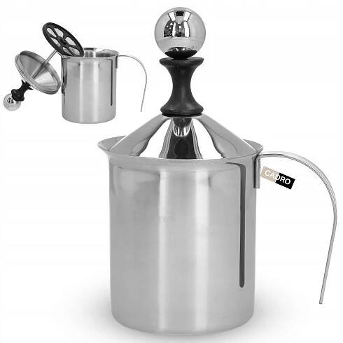 Ruční napěňovač mléka, šlehací hrnec z nerezové oceli, 400 ml