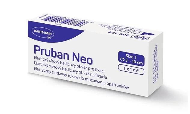13 3 Pruban Neo vel. 1 elastický síťový hadicový obvaz pro fixaci 3 10cm, 1,5cm x 1m