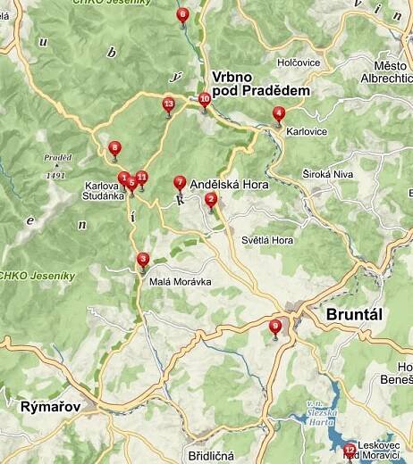 Pěší trasy :: Cestickou