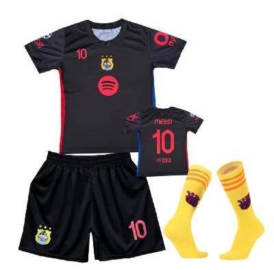 Numberoplus Dětský fotbalový dres + fotbalové ponožky RJM Barcelona Black - Leo Messi MJ10 Velikost: 9-let.(vel.128)