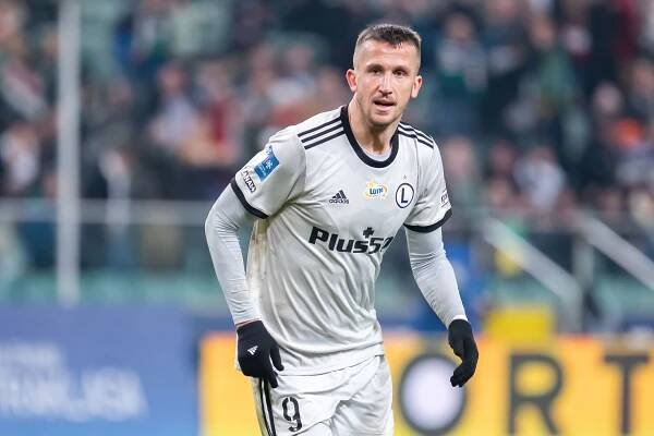 Tomas Pekhart of Legia celebrates a goal during the Polish...