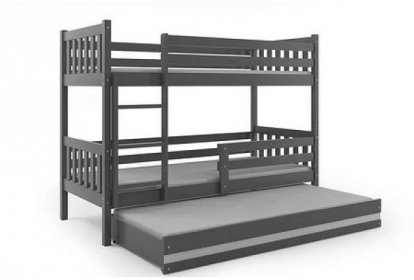 Dětská patrová postel s výsuvnou postelí CARINO 190x80 cm Šedá