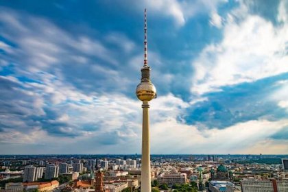 Berlin TV Tower Against Blue Sky