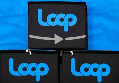 Delivery boxes with the logo of Loop are displayed before the news conference held by French retailer Carrefour and U.S. waste recycling firm TerraCycle to launch Loop, an e-commerce service to cut the flow of single-use plastic containers in Paris