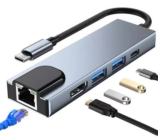 Tech-Protect V3-HUB adaptér 5v1, šedý
