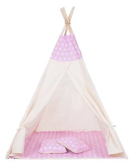 Teepee stan pro děti SPRINGOS Růžový s puntíky