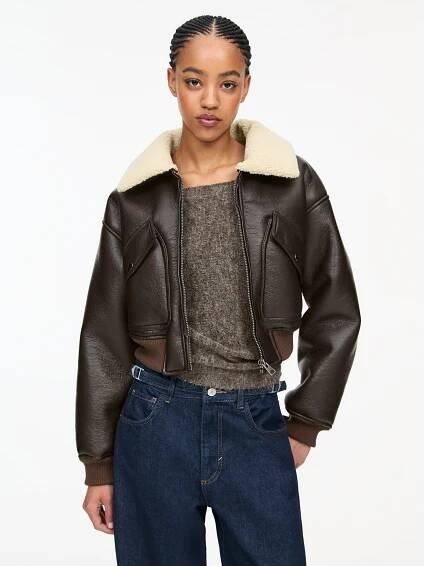 Pull&Bear Přechodná bunda – hnědá: přední strana