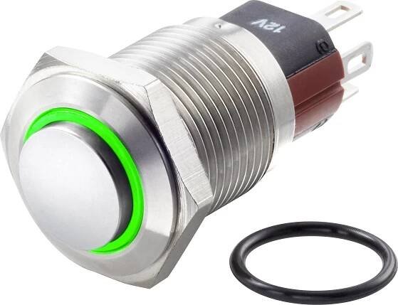 TRU COMPONENTS TC-GQ16-KH-11E/J/G/12V/S, TC-7495036 tlačítkový spínač antivandal, 16 mm, 48 V/DC, 2 A, 1 ks