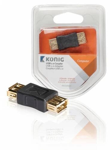 USB 2.0 slučovač, zásuvka A – zásuvka A, 1 ks, šedý
