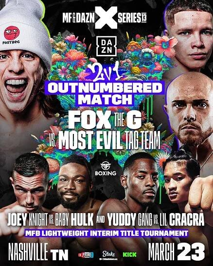 Misfits 13 In Nashville On March 23, Fox The G Takes On TWO Opponents, Live On DAZN - Crossover Boxing News