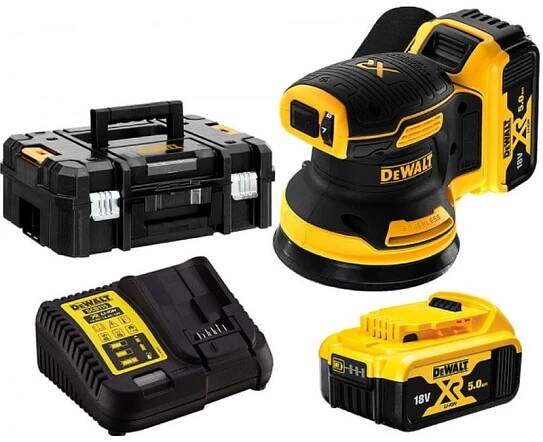 DeWALT DCW210P2 Aku excentrická bruska XR (125mm/18V/2x5,0Ah) kufr Tstak
