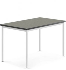 Levně Stůl SONITUS, 1200x800x760 mm, bílé nohy, deska s linoleem, tmavě šedá
