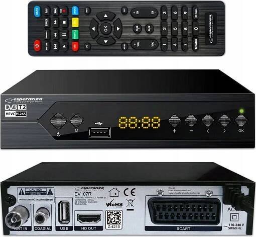 Esperanza Dvb-T2 H.265/Hevc digitální pozemní televizní přijímač Ev107R
