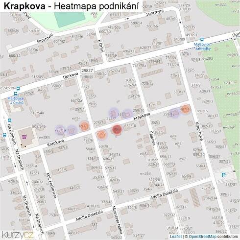 Mapa Krapkova - Firmy v ulici.