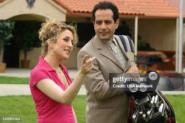 Mr. Monk Meets the Playboy" Episode 8-- Pictured: Bitty Schram as Sharona Fleming, Tony Shalhoub as Adrian Monk --