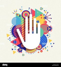 Help Hand icon concept design with colorful vibrant geometry shapes background. EPS10 vector. Stock Vector