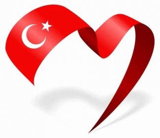 turecká vlajka ve tvaru stuhy ve tvaru srdce. vektorová ilustrace. - turecká vlajka stock ilustrace