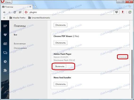 Povolení pluginu Adobe Flash Player v aplikaci Opera