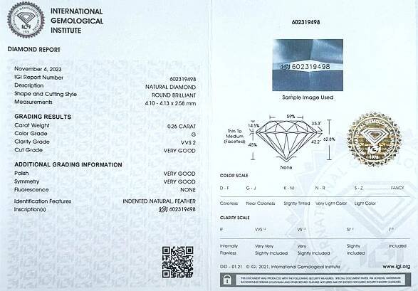 zlaté diamantové náušnice 0.52ct G/VVS2 s IGI certifikáty | VVDiamonds