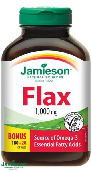 JAMIESON Flax Omega-3 1000 mg lněný olej 200 kapslí