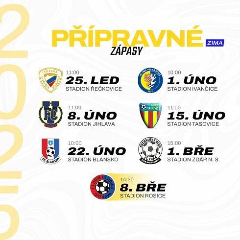 Zimní jízdní řád přípravných utkání A-týmu